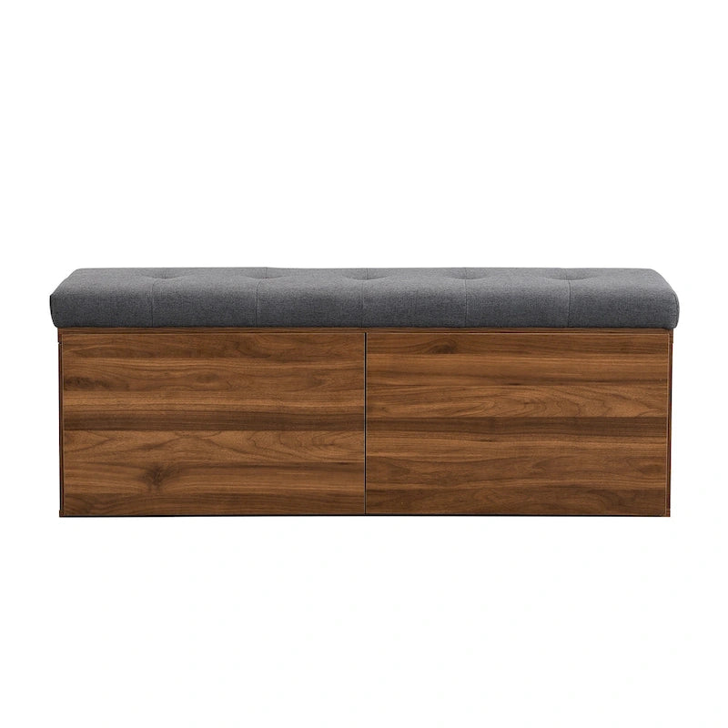 49 Shoe Storage Bench Entryway Shoe Cabinet Storage Ottoman with Padded Seat Cushion and Double Doors