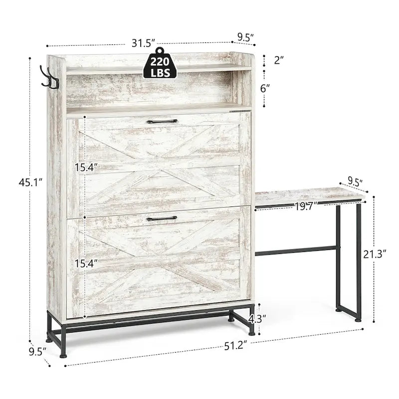 Meuble à chaussures, meuble à chaussures d’entrée, meuble de rangement pour entrée ou balcon, meuble à chaussures grande capacité, blanc
