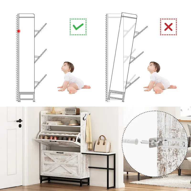 Meuble à chaussures, meuble à chaussures d’entrée, meuble de rangement pour entrée ou balcon, meuble à chaussures grande capacité, blanc