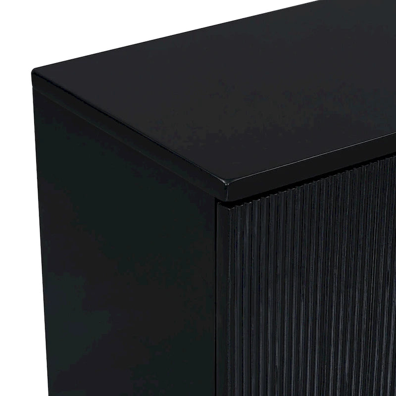 Vertical Stripes and Wavy Design of a Four-Door Cabinet Cabinet