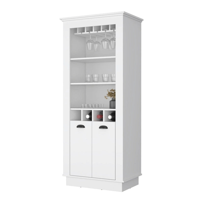 Meuble-bar blanc de 70 avec rangement pour bouteilles de vin