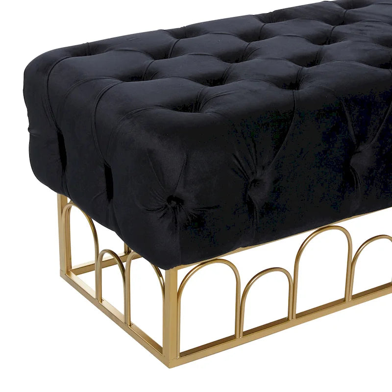 Panca in metallo con base dorata - nera - 20W x 49L x 18H