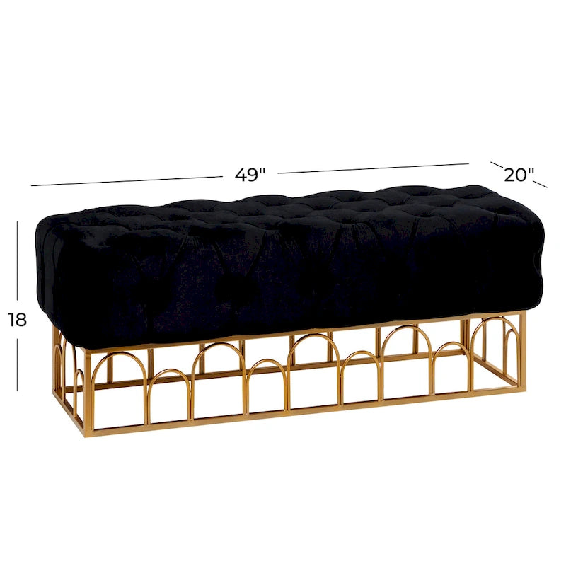 Panca in metallo con base dorata - nera - 20W x 49L x 18H