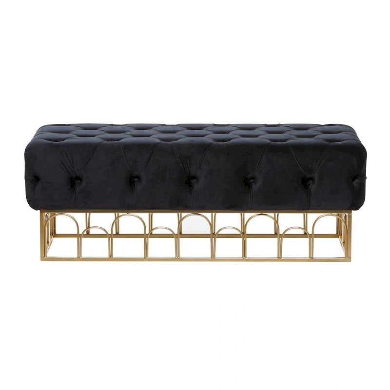 Panca in metallo con base dorata - nera - 20W x 49L x 18H