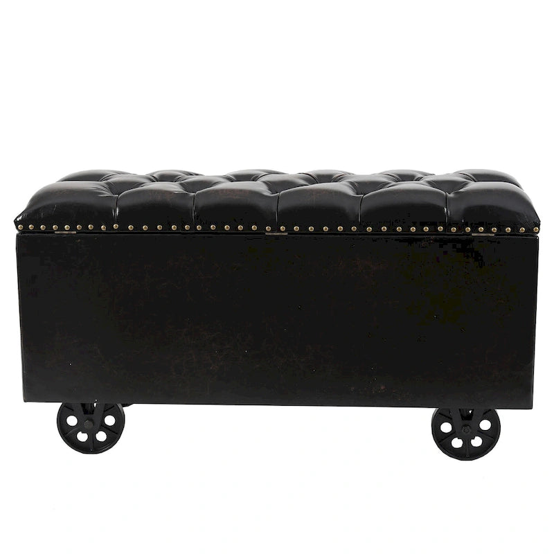 Banc rétro rembourré en similicuir au style d’enceinte