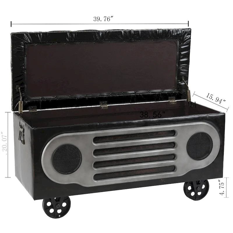 Banc rétro rembourré en similicuir au style d’enceinte