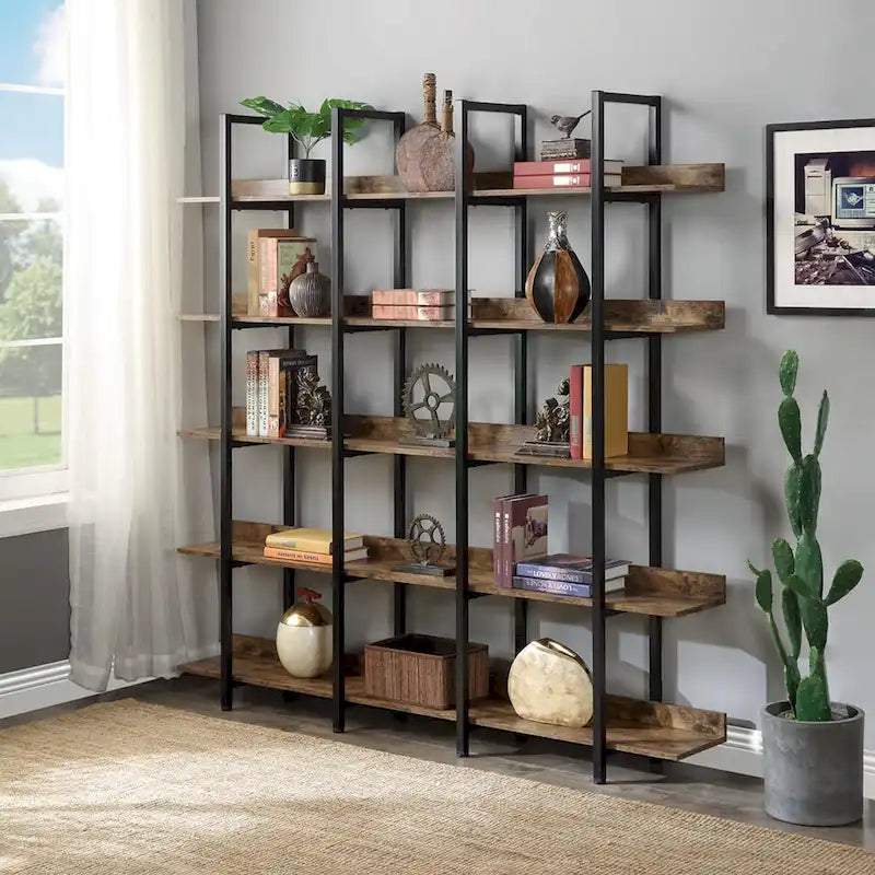 Bibliothèque à 5 niveaux, étagère ouverte pour bureau à domicile