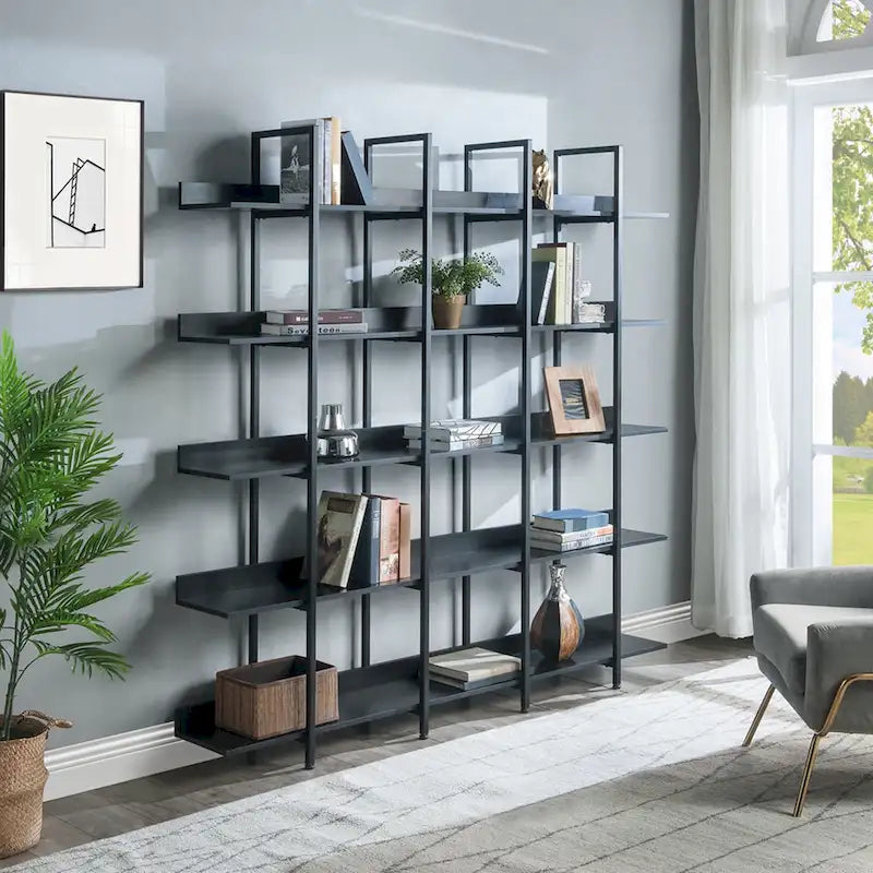 Bibliothèque à 5 niveaux, étagère ouverte pour bureau à domicile