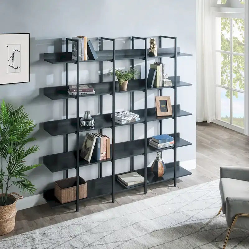 Bibliothèque à 5 niveaux, étagère ouverte pour bureau à domicile