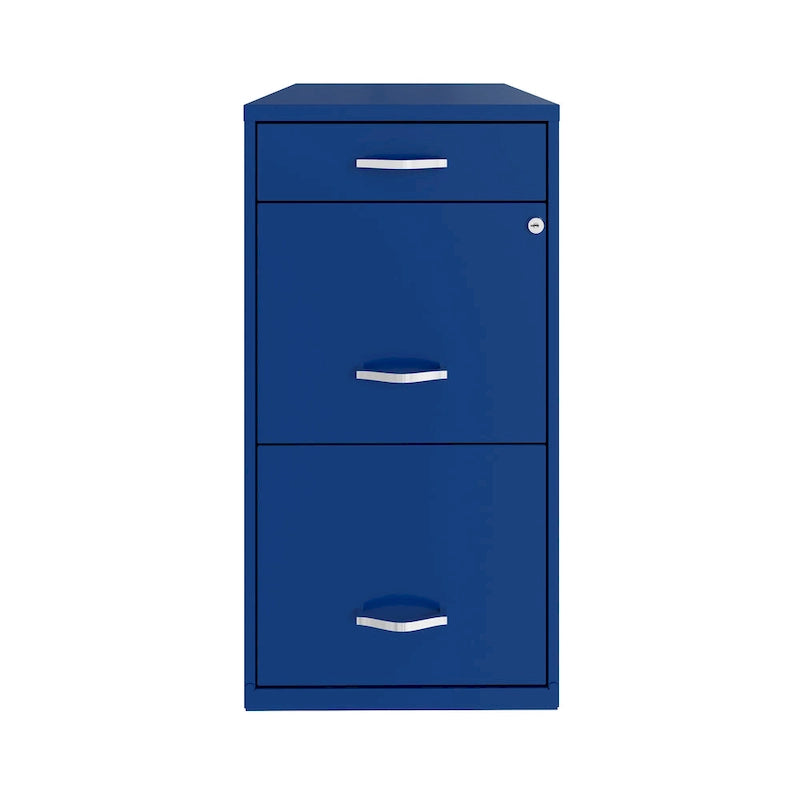 18 tiefer Metall-Aktenschrank mit 3 Schubladen, klassisches Blau