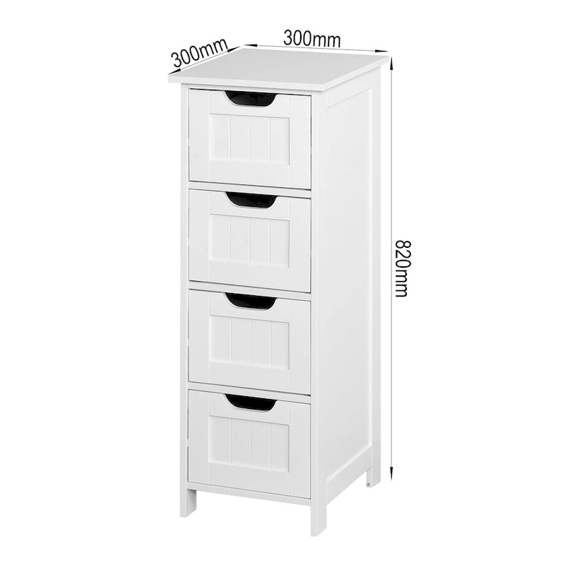 Weißer freistehender Badezimmerschrank mit Schubladen – 11.8L x 11.8W x 32.3H