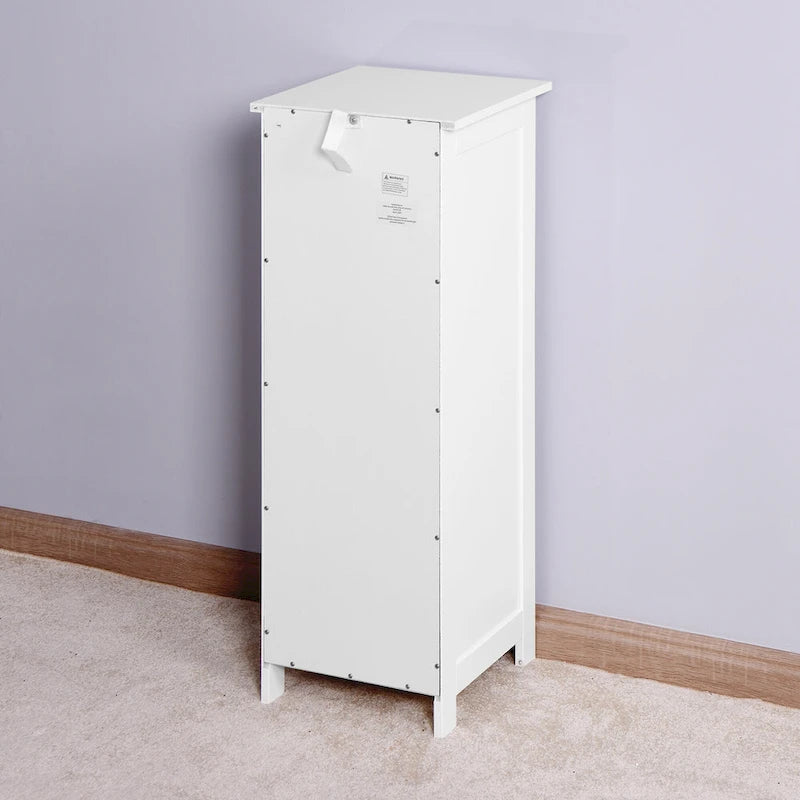 Weißer freistehender Badezimmerschrank mit Schubladen – 11.8L x 11.8W x 32.3H