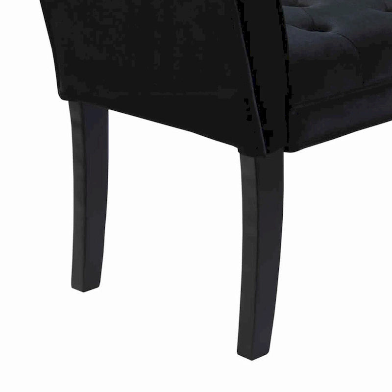 Panca imbottita in tessuto con bottoni capitonné e braccioli svasati imbottiti, nera - 19 H x 53 W x 18 L pollici