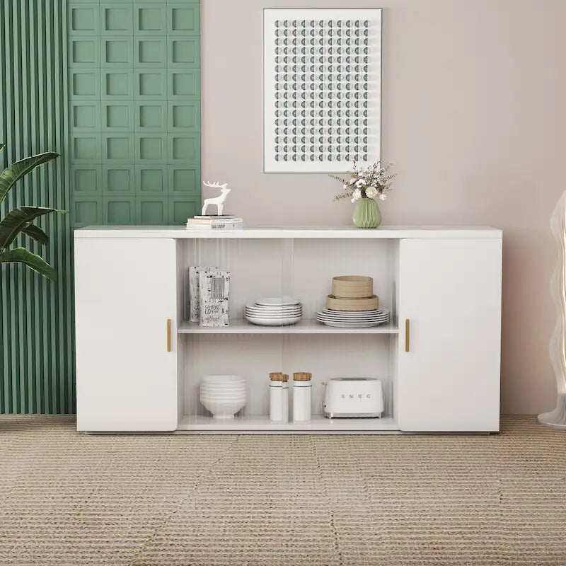Moderne houten kasten met 2 deuren en 1 glazen deur