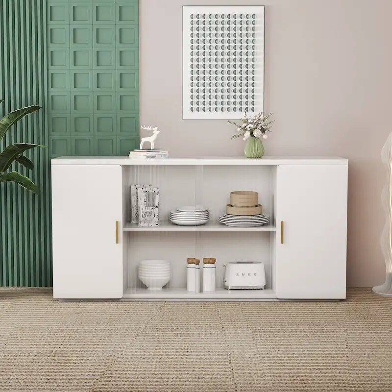 Moderne houten kasten met 2 deuren en 1 glazen deur