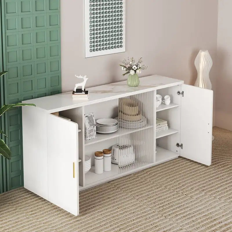 Moderne houten kasten met 2 deuren en 1 glazen deur