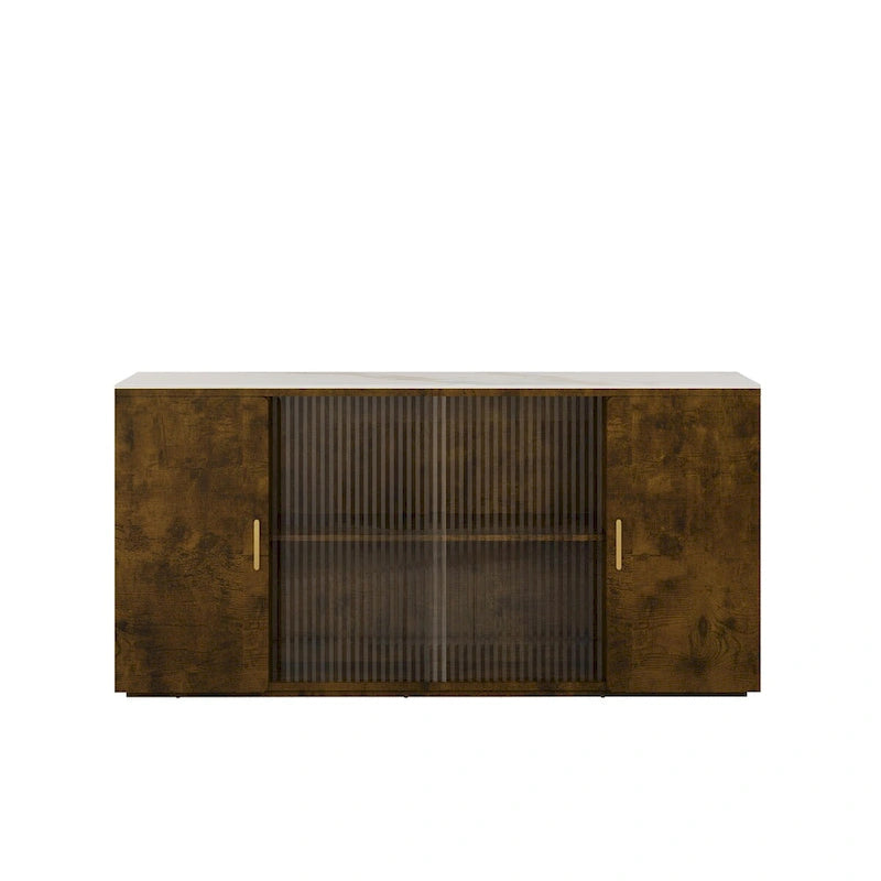 Moderne houten kasten met 2 deuren en 1 glazen deur