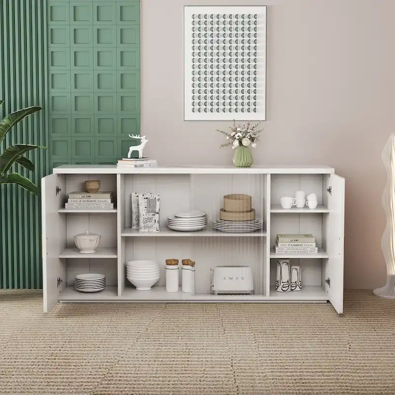 Moderne houten kasten met 2 deuren en 1 glazen deur