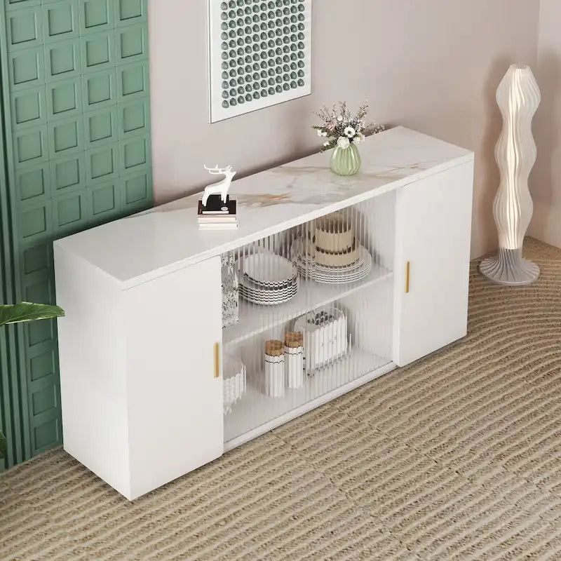 Moderne houten kasten met 2 deuren en 1 glazen deur