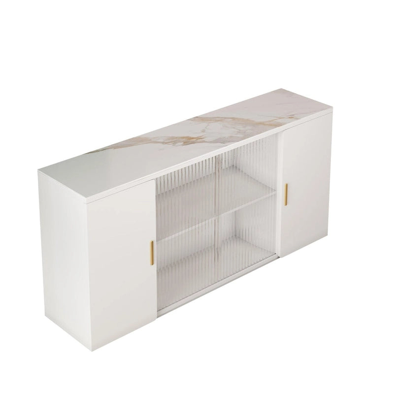 Moderne houten kasten met 2 deuren en 1 glazen deur