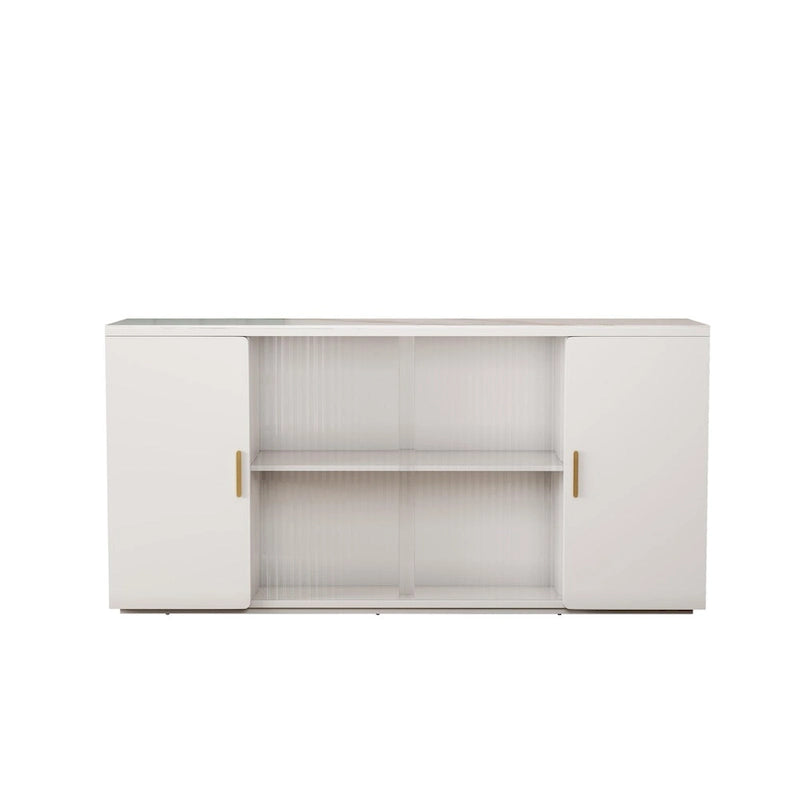 Moderne houten kasten met 2 deuren en 1 glazen deur