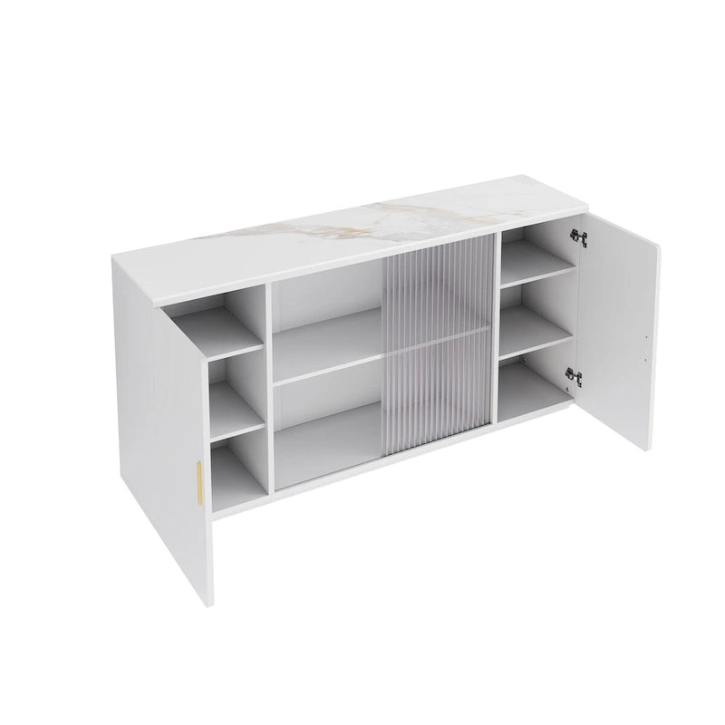 Moderne houten kasten met 2 deuren en 1 glazen deur
