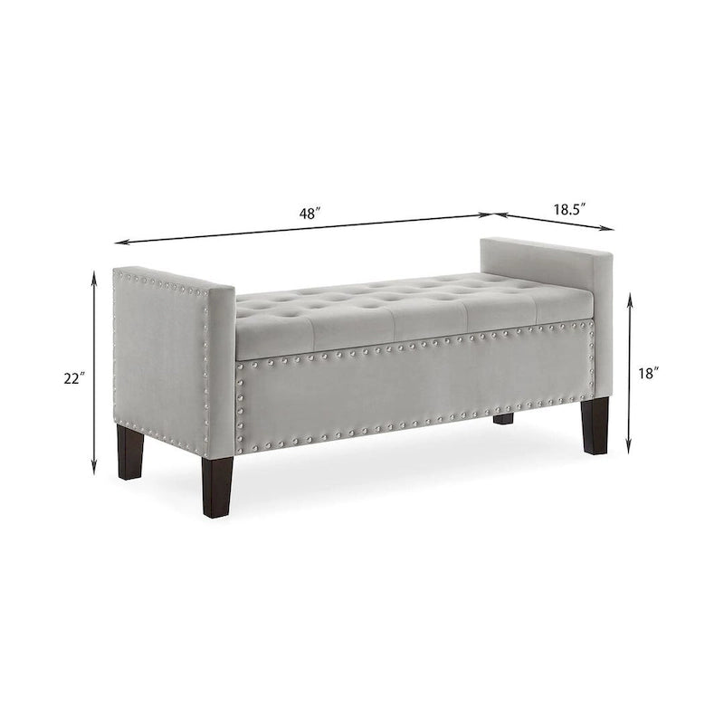 Opbergbank met gewatteerde knopen - 48L x 18.5W x 22 H