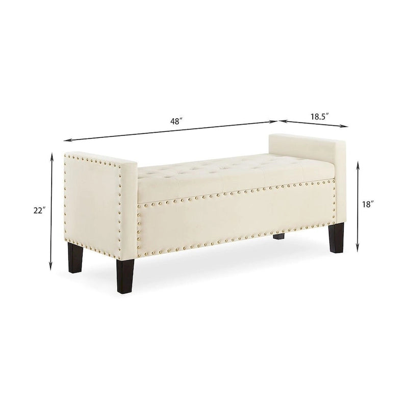 Opbergbank met gewatteerde knopen - 48L x 18.5W x 22 H