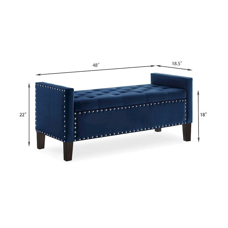 Opbergbank met gewatteerde knopen - 48L x 18.5W x 22 H