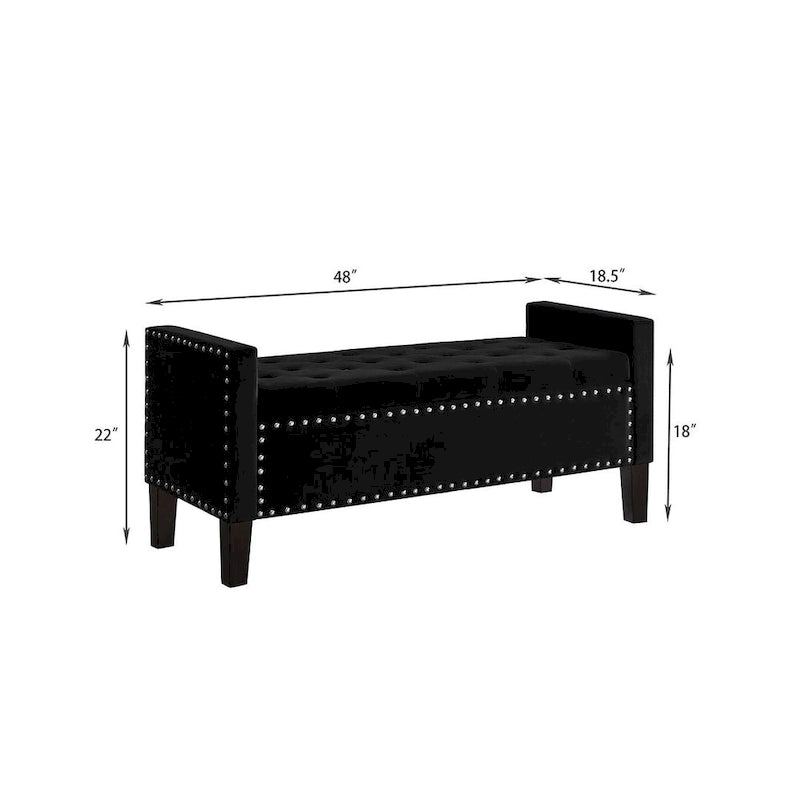 Opbergbank met gewatteerde knopen - 48L x 18.5W x 22 H