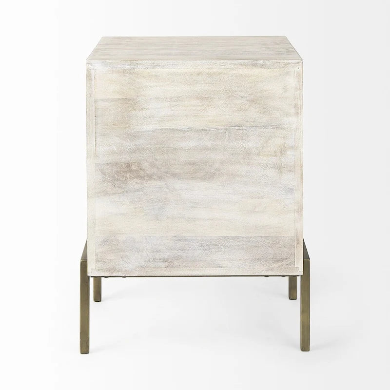 Rustic Weathered White and Gold Shadowbox Cabinet - 24 H x 22 W x 22 D