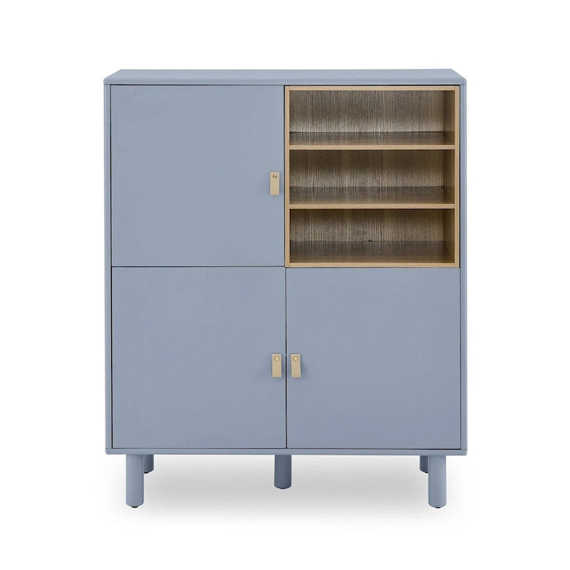 Modern Wood Sideboard Cabinet with Round Legs and Shelf - N/A