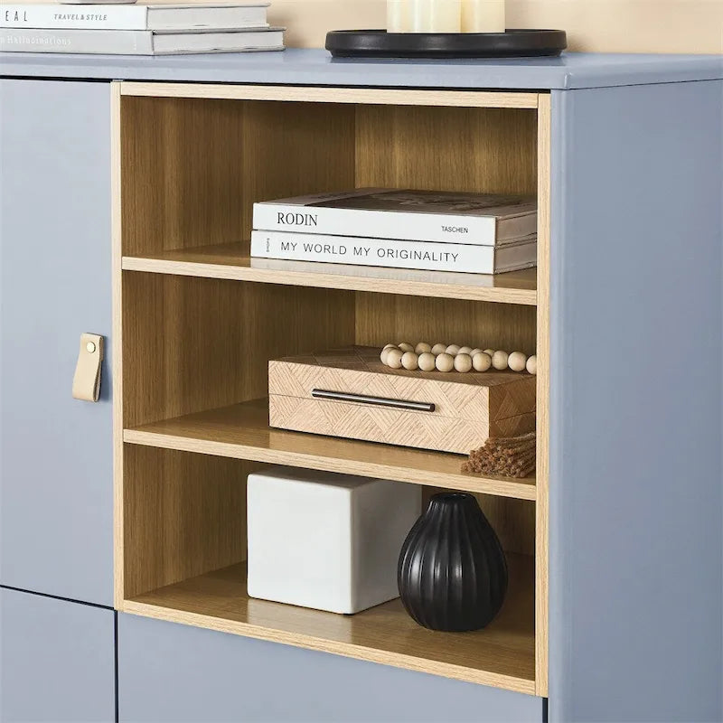 Modern Wood Sideboard Cabinet with Round Legs and Shelf - N/A