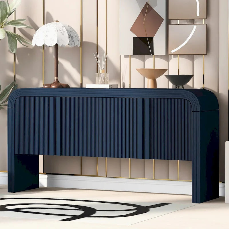 Striped Storage Cabinet with 4 Doors