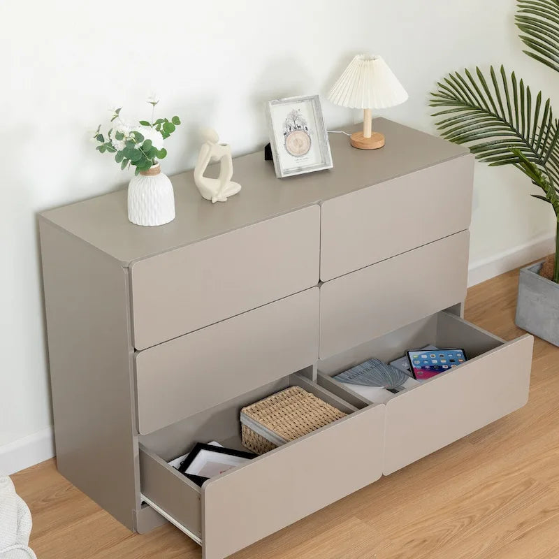 Schubladenkommode, Barschrank, Buffet-Servierkonsole, Tisch-Aufbewahrungsschränke, abgerundete Schubladenecken, sechs Schubladen