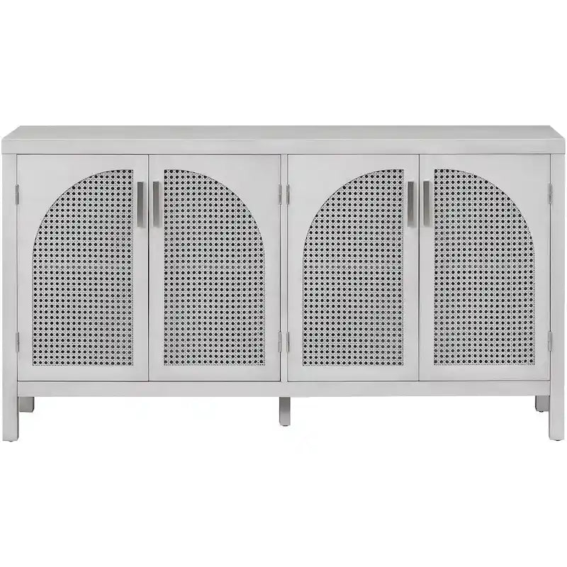 60 großes Stauraum-Buffet/Sideboard mit Türen aus künstlichem Rattan