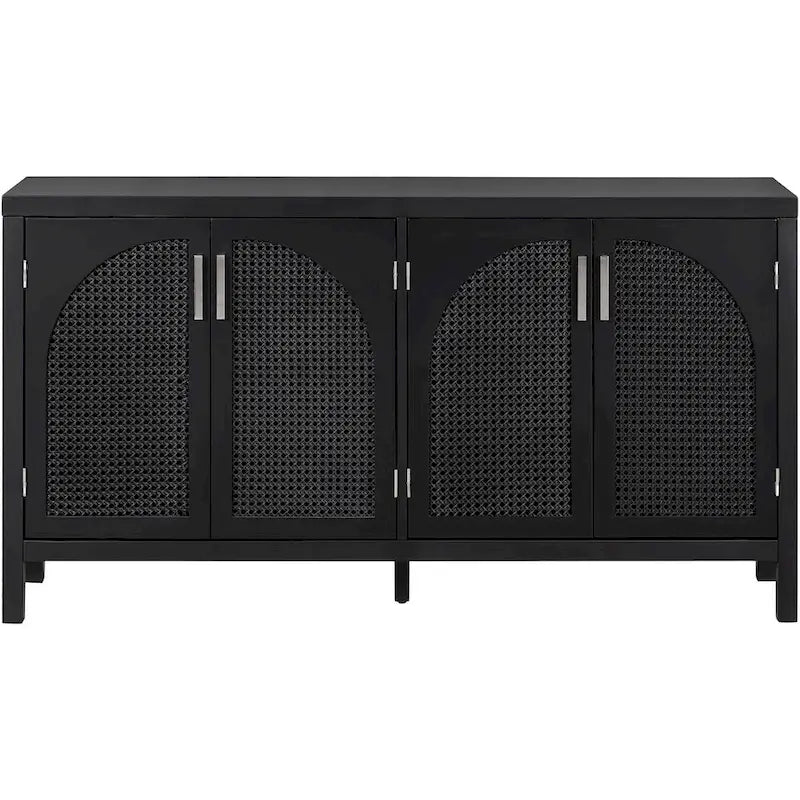 60 großes Stauraum-Buffet/Sideboard mit Türen aus künstlichem Rattan