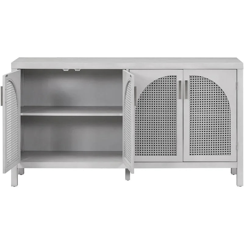 Buffet à portes en rotin synthétique, 60 grands espaces de rangement