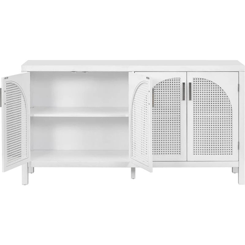 Buffet à portes en rotin synthétique, 60 grands espaces de rangement