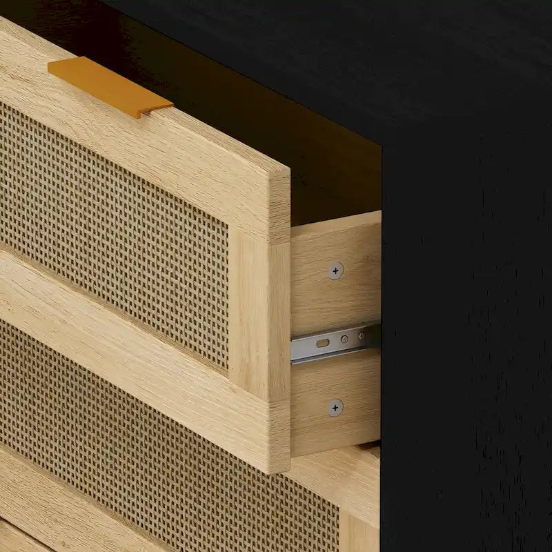 Mobile contenitore in rattan a 3 cassetti per camera da letto, soggiorno, sala da pranzo