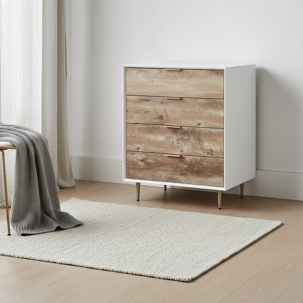 Wooden Tall 4 Drawer Dresser