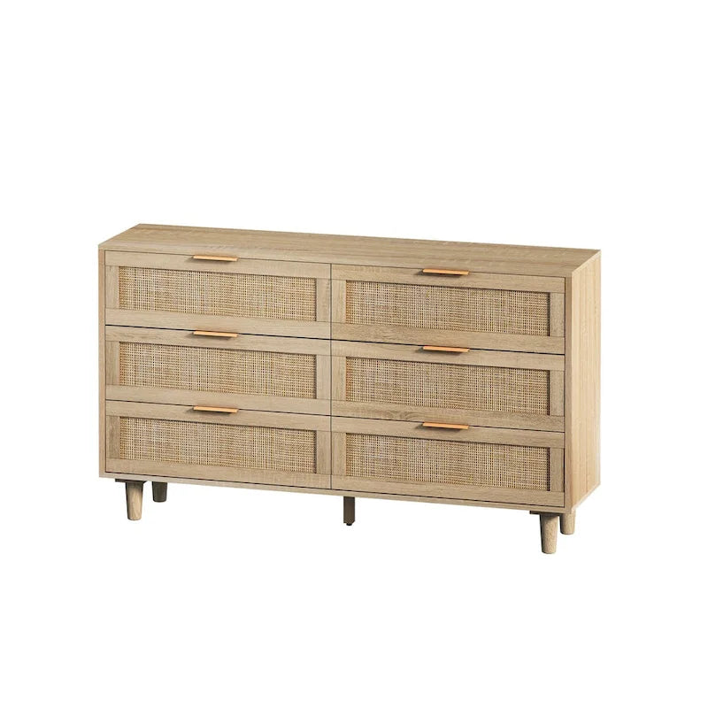 Aufbewahrungsschrank aus Rattan mit 6 Schubladen – 51.18L x 15.75W x 29.53H