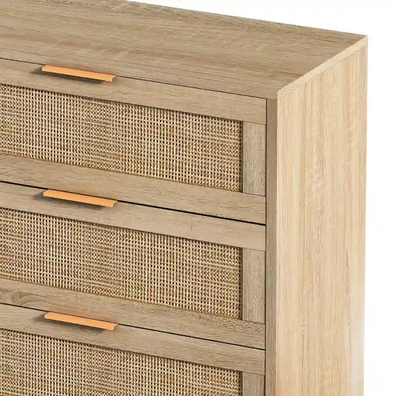 Aufbewahrungsschrank aus Rattan mit 6 Schubladen – 51.18L x 15.75W x 29.53H