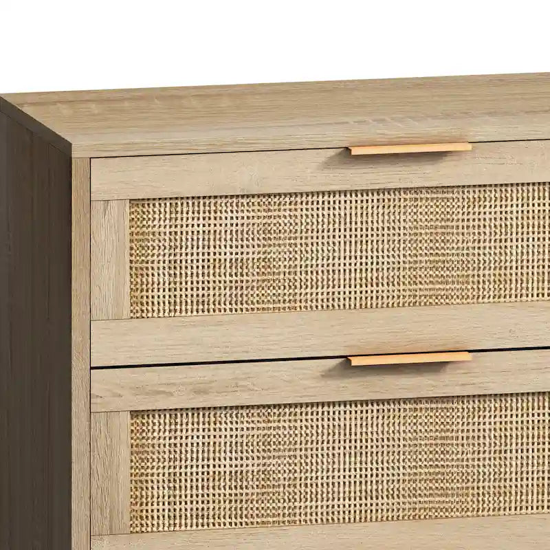 Aufbewahrungsschrank aus Rattan mit 6 Schubladen – 51.18L x 15.75W x 29.53H