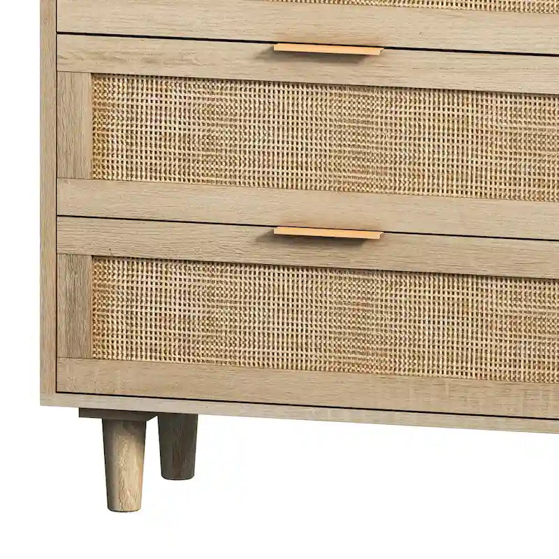 Aufbewahrungsschrank aus Rattan mit 6 Schubladen – 51.18L x 15.75W x 29.53H