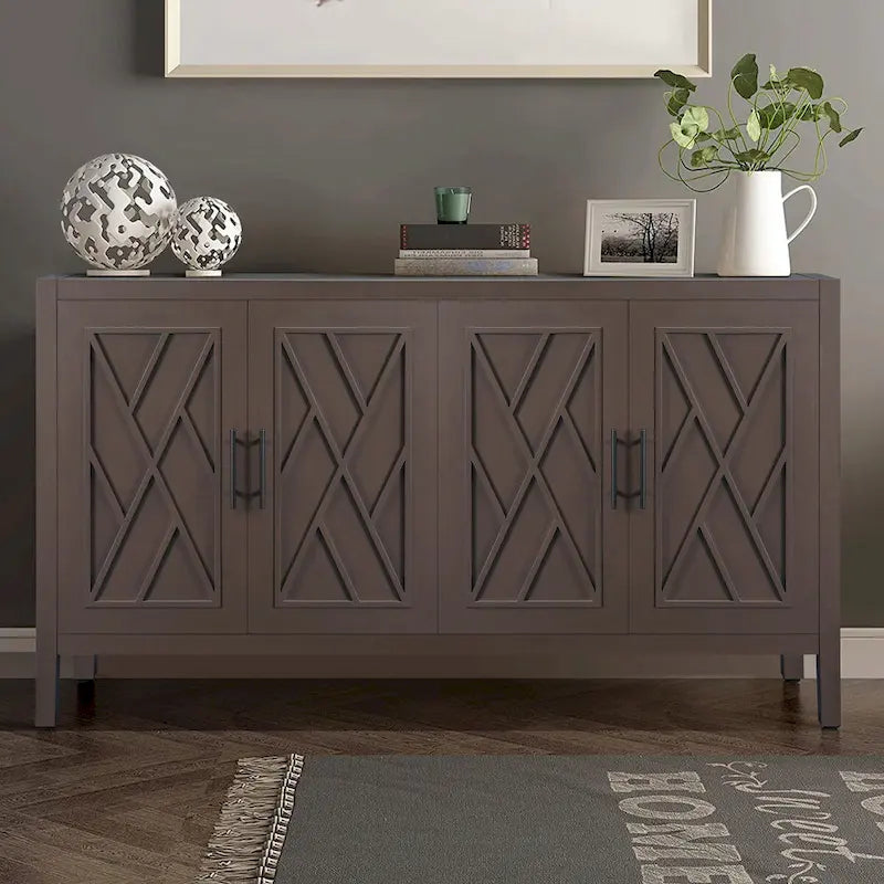 Vintage American Country Wooden Sideboard with Four Doors