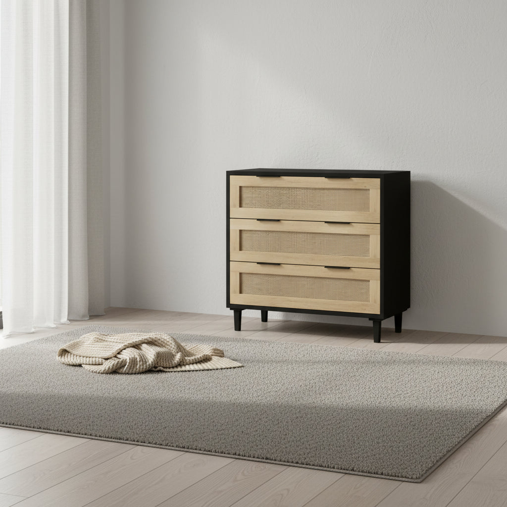 Mobile contenitore in rattan a 3 cassetti da 31.503