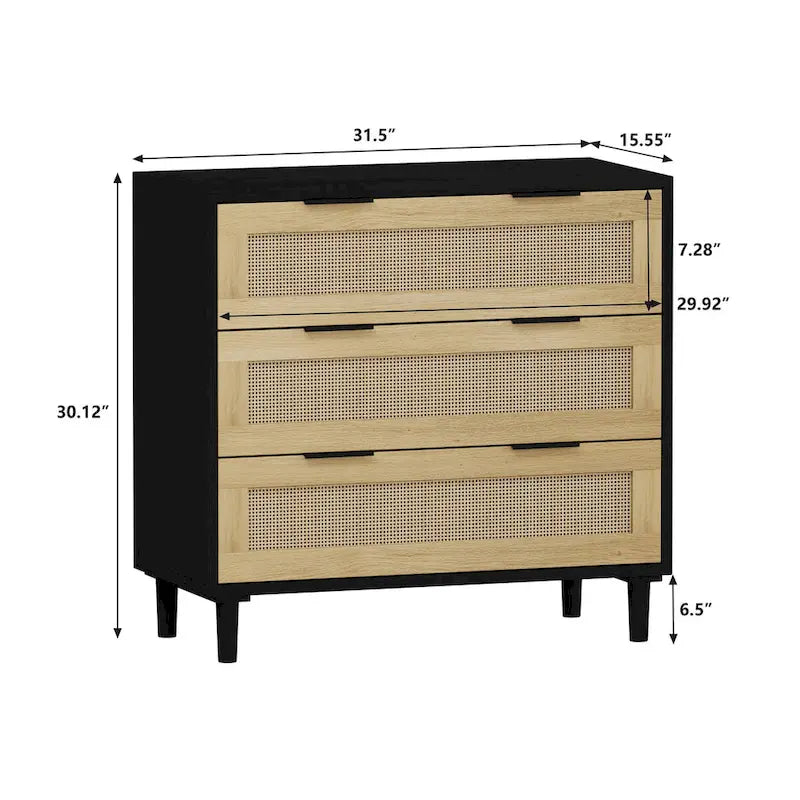 Mobile contenitore in rattan a 3 cassetti da 31.503