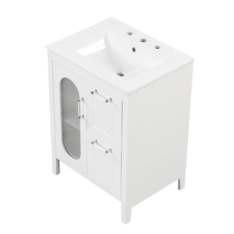 Mobiletto da bagno con due cassetti e un’anta