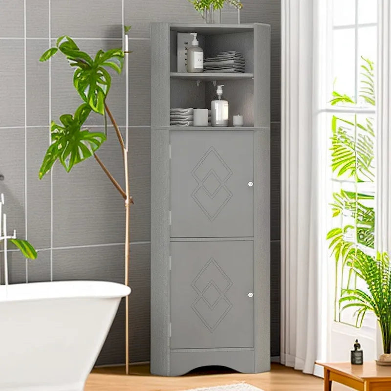 61 H Badezimmerschrank, schmaler Toiletten-Organizer, seitlicher Eckstauraum, hoher Eckschrank